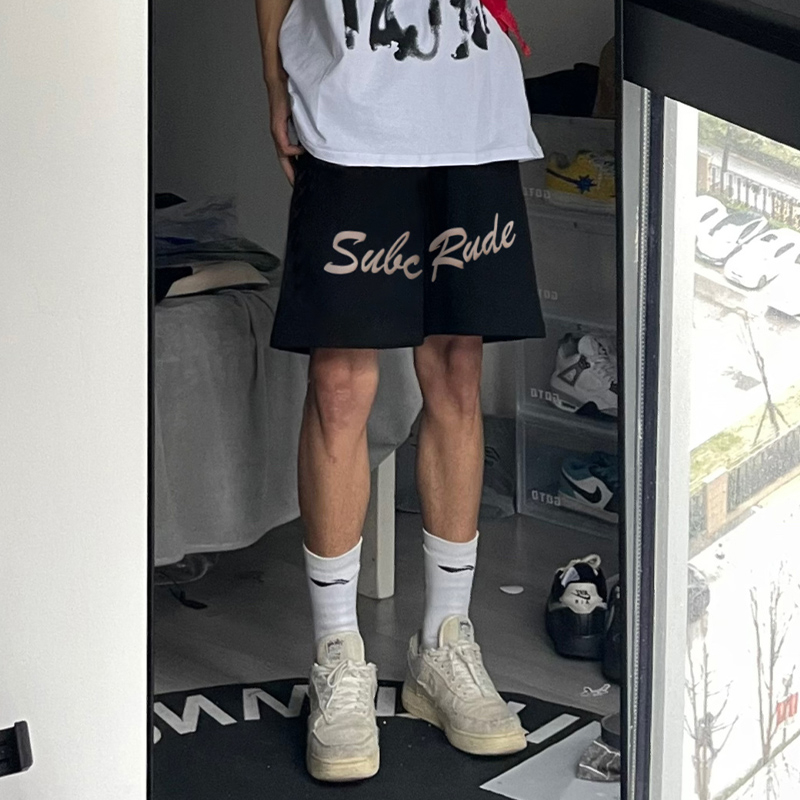 Quần Thun Ngố Nam Họa Tiết Nổi SUBC RUDE HeiLit Short Nỉ Đùi Dày Dặn Có Túi Kết Hợp Dây Rút