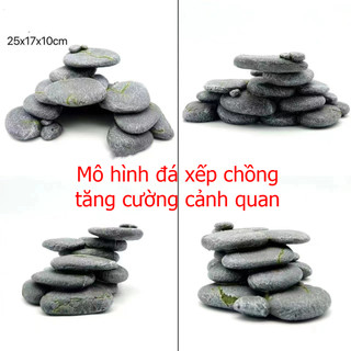 Mô hình đá xếp chồng tăng cường cảnh quan cho bể cá, bán cạn, bể nuôi rùa