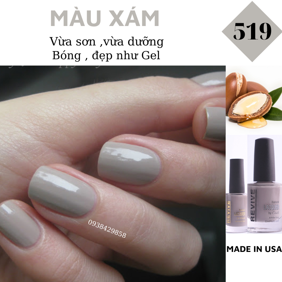 Sơn móng tay Organics Naturals Revive Chính Hãng Mỹ USA - Màu Xám Lông Chuột mã 519
