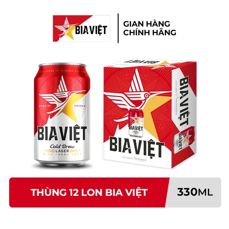 Thùng 12 Bia Việt 330ml ( sản phẩm chính hãng của Heineken )
