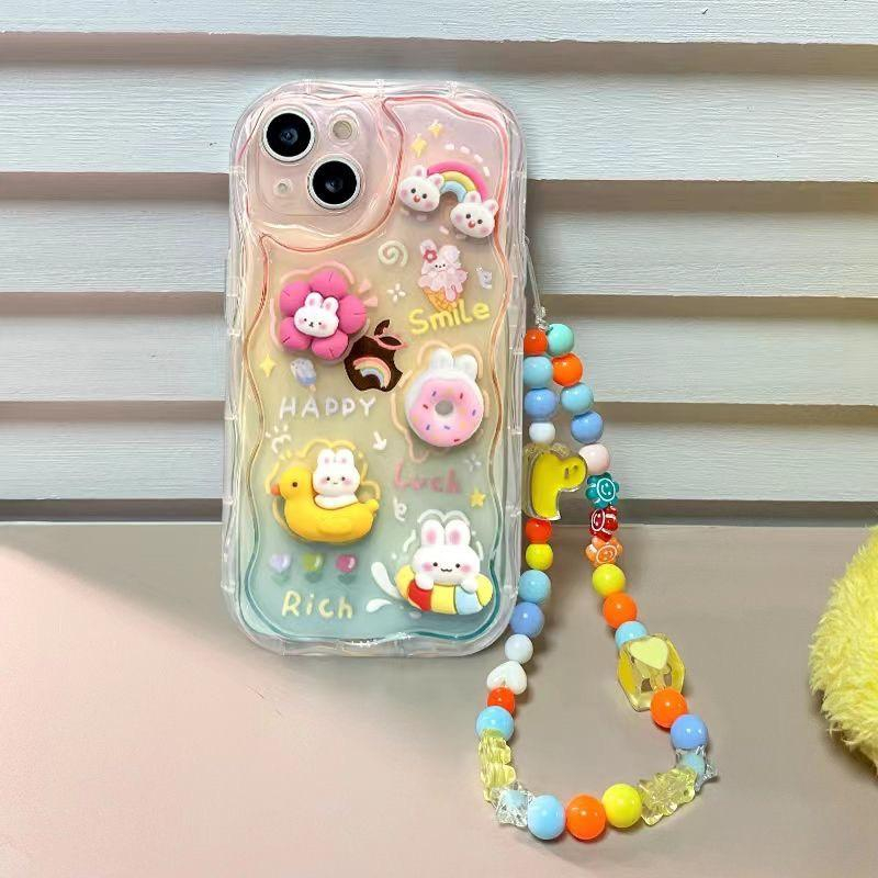 Ốp lưng iphone viền nổi gắn charm bánh kèm dây xsmax, x/xs, 11, 11promax, 12 ,12promax, 13, 13promax, 14promax