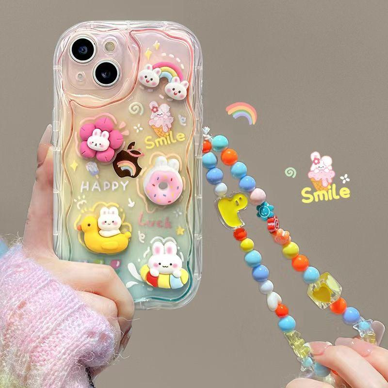 Ốp lưng iphone viền nổi gắn charm bánh kèm dây xsmax, x/xs, 11, 11promax, 12 ,12promax, 13, 13promax, 14promax
