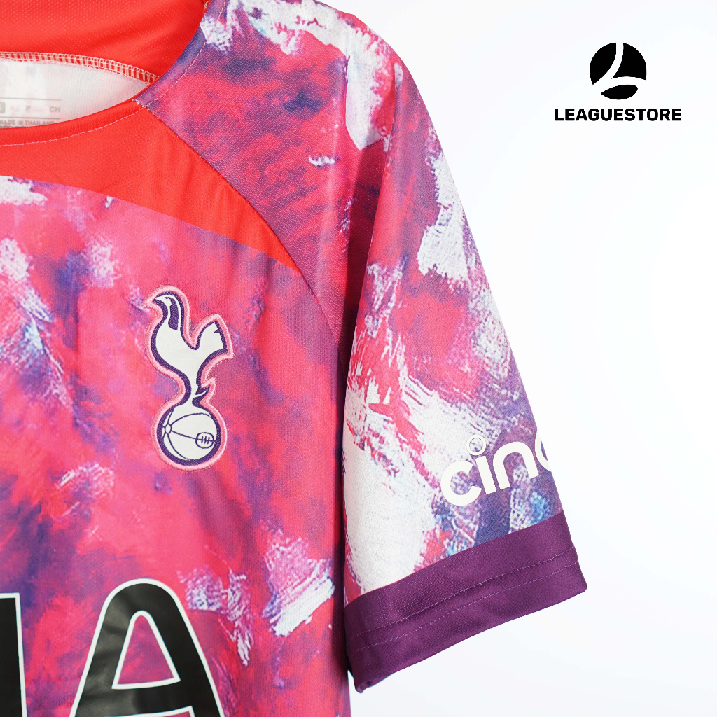 Bộ Tottenham leaguestore - bộ quần áo bóng đá thể thao nam sân khách  màu loang đỏ form âu mùa 23/24