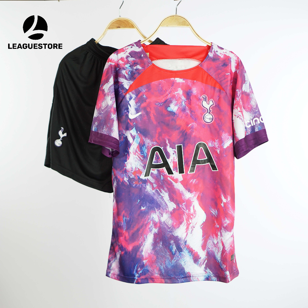 Bộ Tottenham leaguestore - bộ quần áo bóng đá thể thao nam sân khách  màu loang đỏ form âu mùa 23/24