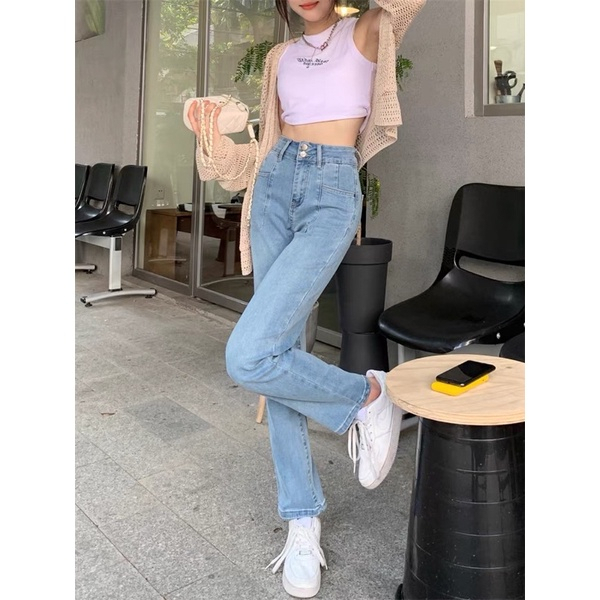 Quần Jeans Nữ Ống Đứng 2 Cúc , Quần Bò Nữ Ống Đứng Phong Cách Hàn Quốc TL04 | BigBuy360 - bigbuy360.vn