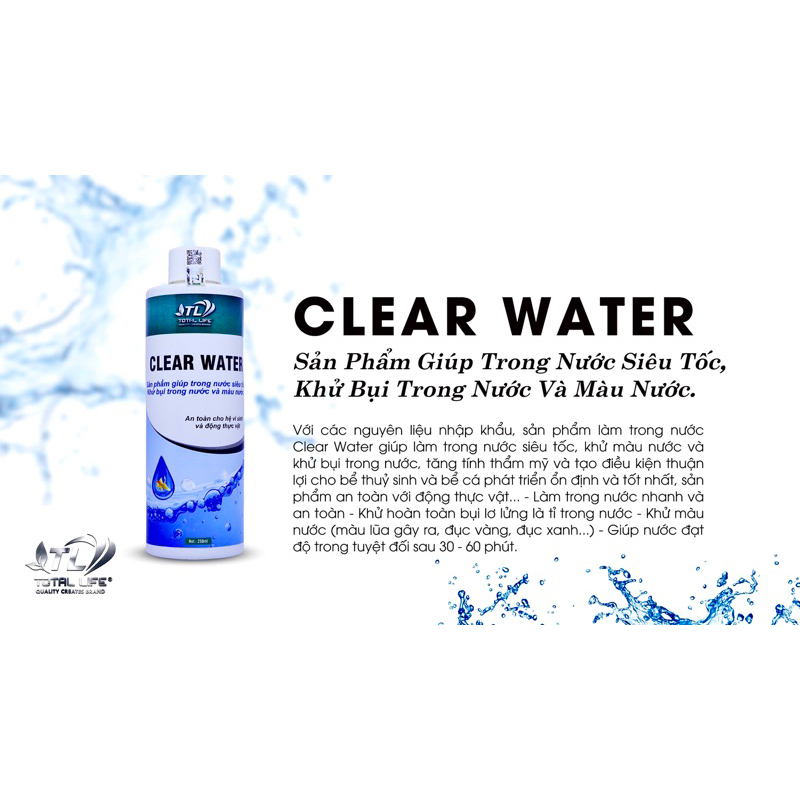 Clear Water ( làm trong nước siêu tốc, khử bụi trong nước và khử màu lũa) cho hồ cá, thuỷ sinh chính hãng