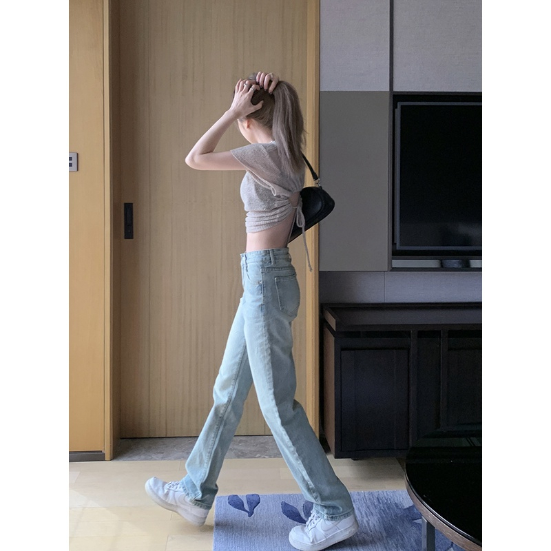 Quần Jeans Nữ Ống Suông , Quần Bò Nữ Ống Rộng Màu Xanh Bạc Siêu Cute TL26 | BigBuy360 - bigbuy360.vn
