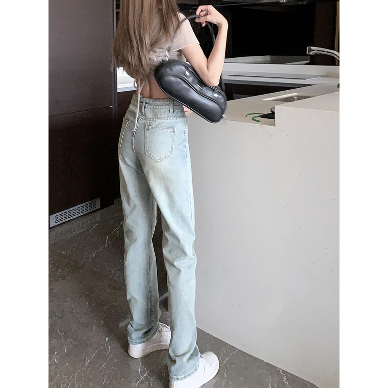 Quần Jeans Nữ Ống Suông , Quần Bò Nữ Ống Rộng Màu Xanh Bạc Siêu Cute TL26 | BigBuy360 - bigbuy360.vn