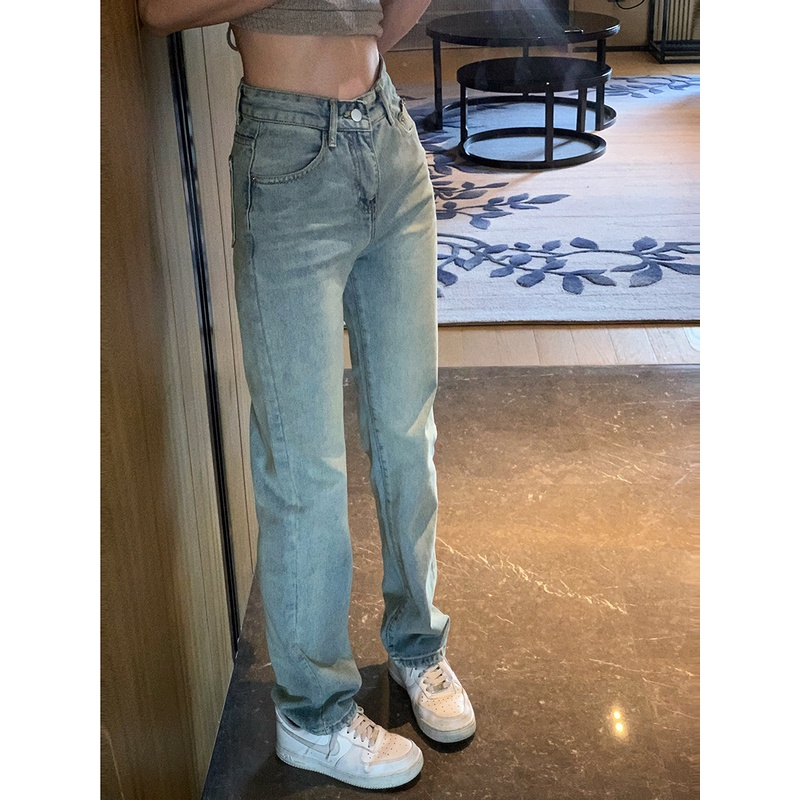 Quần Jeans Nữ Ống Suông , Quần Bò Nữ Ống Rộng Màu Xanh Bạc Siêu Cute TL26 | BigBuy360 - bigbuy360.vn