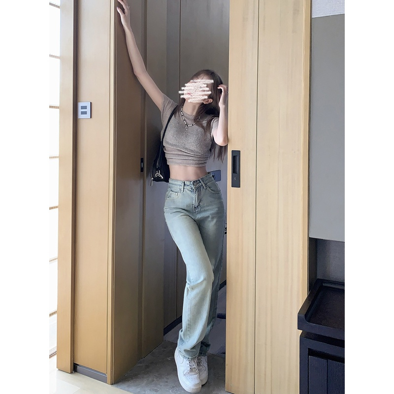 Quần Jeans Nữ Ống Suông , Quần Bò Nữ Ống Rộng Màu Xanh Bạc Siêu Cute TL26 | BigBuy360 - bigbuy360.vn