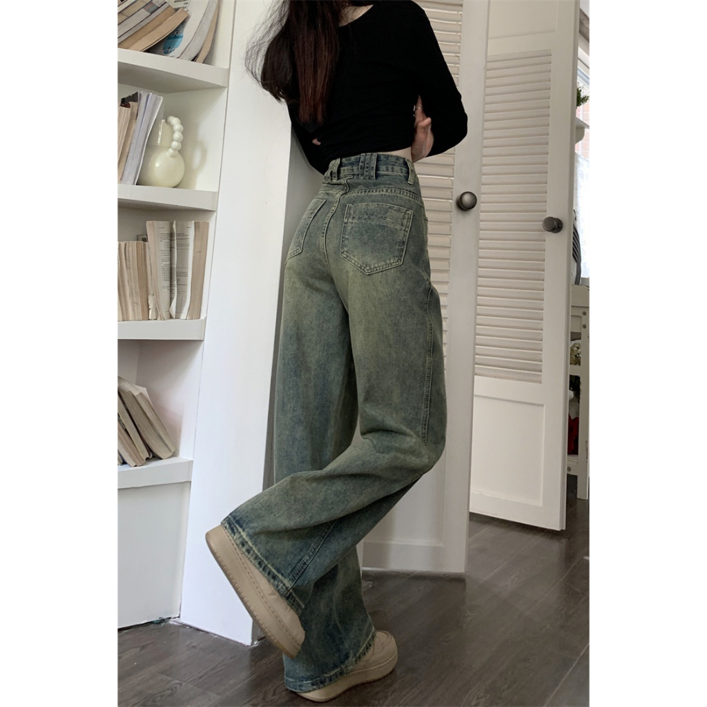 Quần Jeans Nữ Ống Suông Xanh Mài , Quần Bò Nữ Ống Rộng Phong Cách Đường Phố TL28 | BigBuy360 - bigbuy360.vn