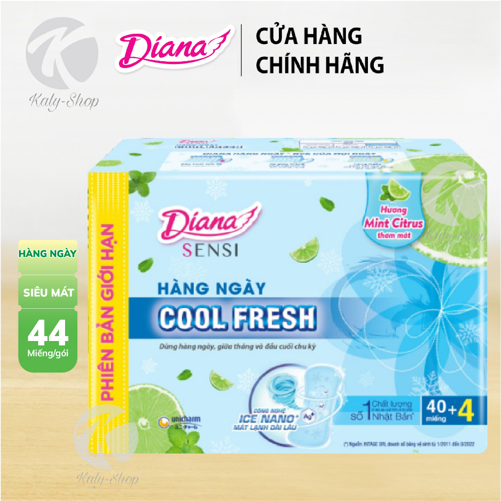 (Tặng Thêm 4 Miếng/1 Gói) Băng Vệ Sinh Diana HN Sensi Cool Fresh ( 44 miếng )