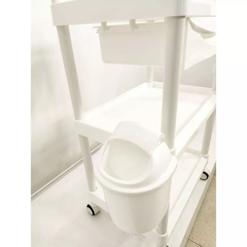 Xe đẩy 3 tầng cao cấp có thùng rác kèm chậu nước - Hàng nhập khẩu cao cấp