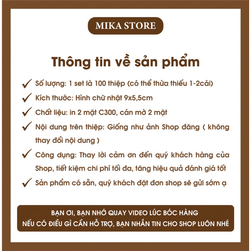 Combo 100 Thiệp Cảm Ơn, Card Cảm Ơn Khách Hàng, Card Thank You