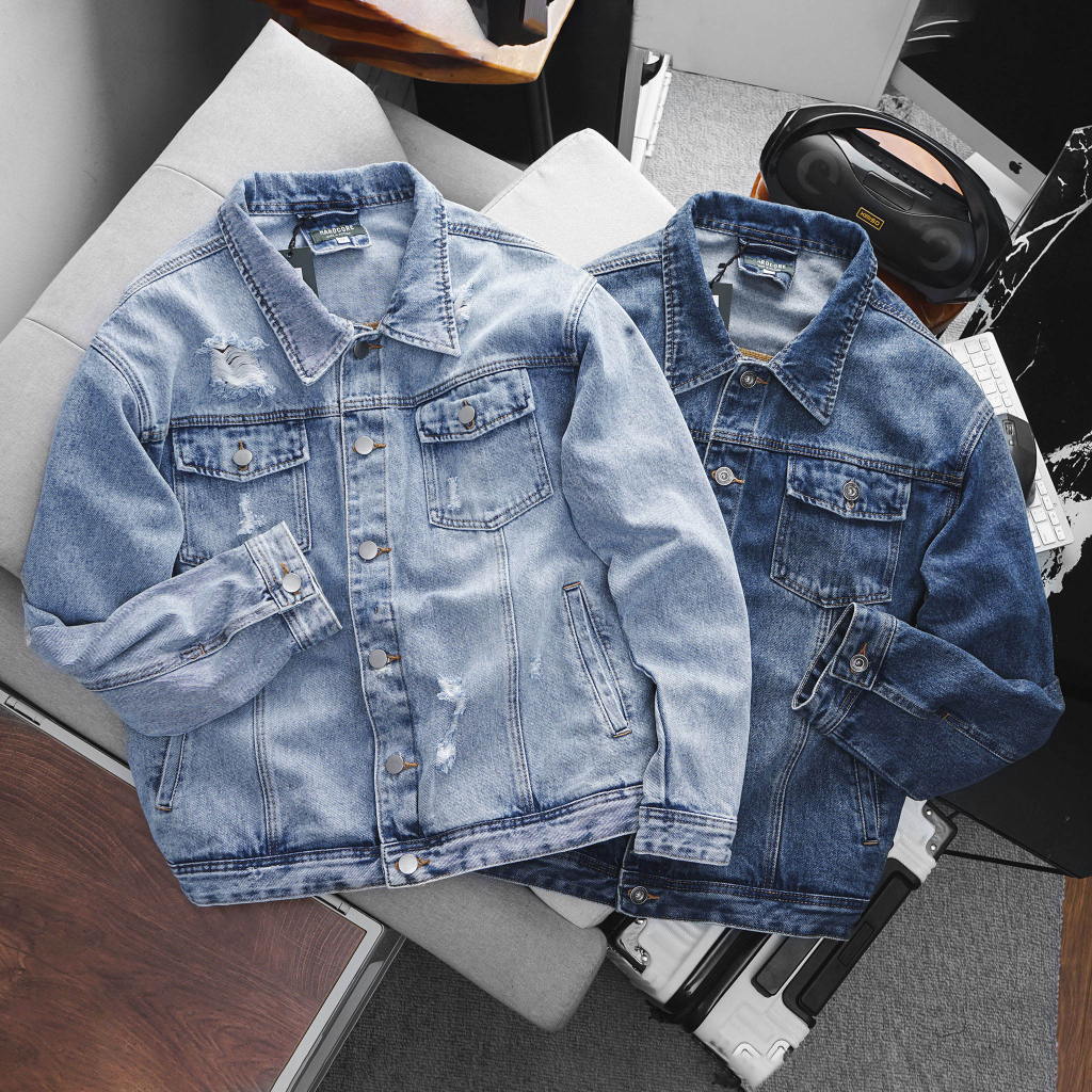 Big men - Áo khoác jean xanh thời trang cá tính big size nam <120kg