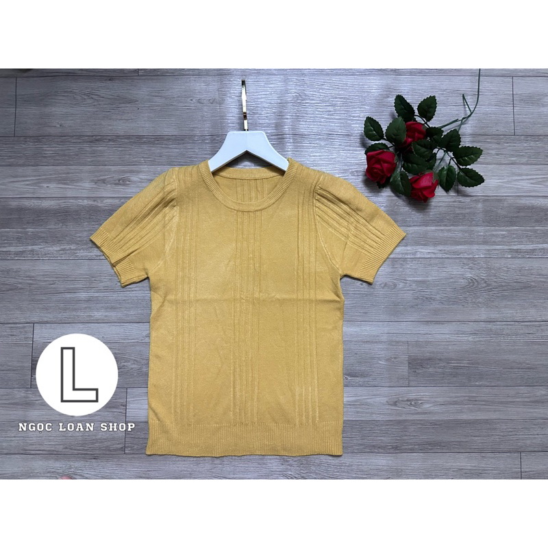 Áo len mềm nữ tay ngắn , áo kiểu nữ dệt kim QC_ngọc loan shop