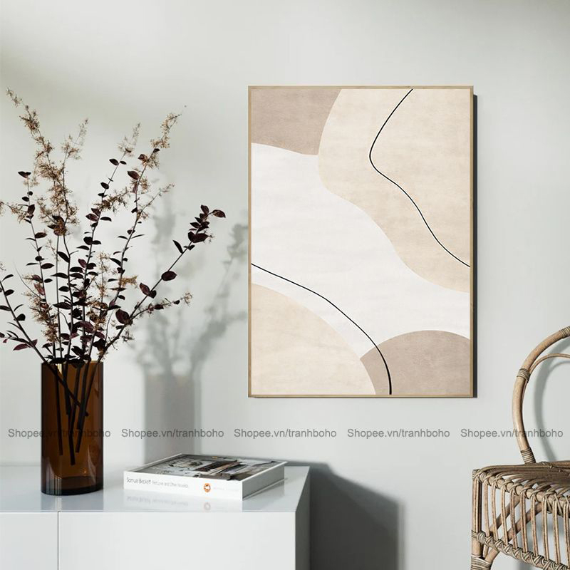 Tranh BOHO trừu tượng treo tường kích thước 50*70cm, tặng kèm đinh 3 chân treo tranh, bảo hành 12 tháng