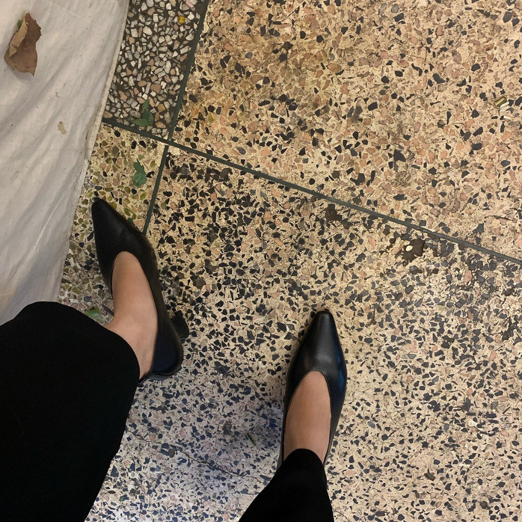 ENSO - Giày Cao Gót Da Thật AMBER Màu Trắng Kem