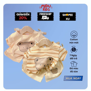 Bộ quần áo trẻ em mẫu Gấu yêu cho cả bé trai và bé gái chất cotton hàng VietNam xuất dư nhà MiDuKid