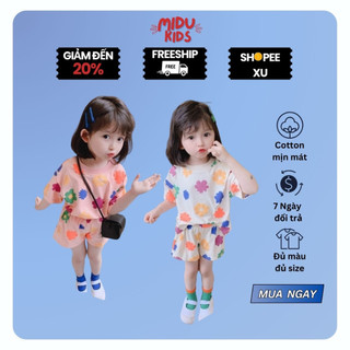 Quần áo hè bé gái phong cách chất cotton cao cấp nhà MIDUKID