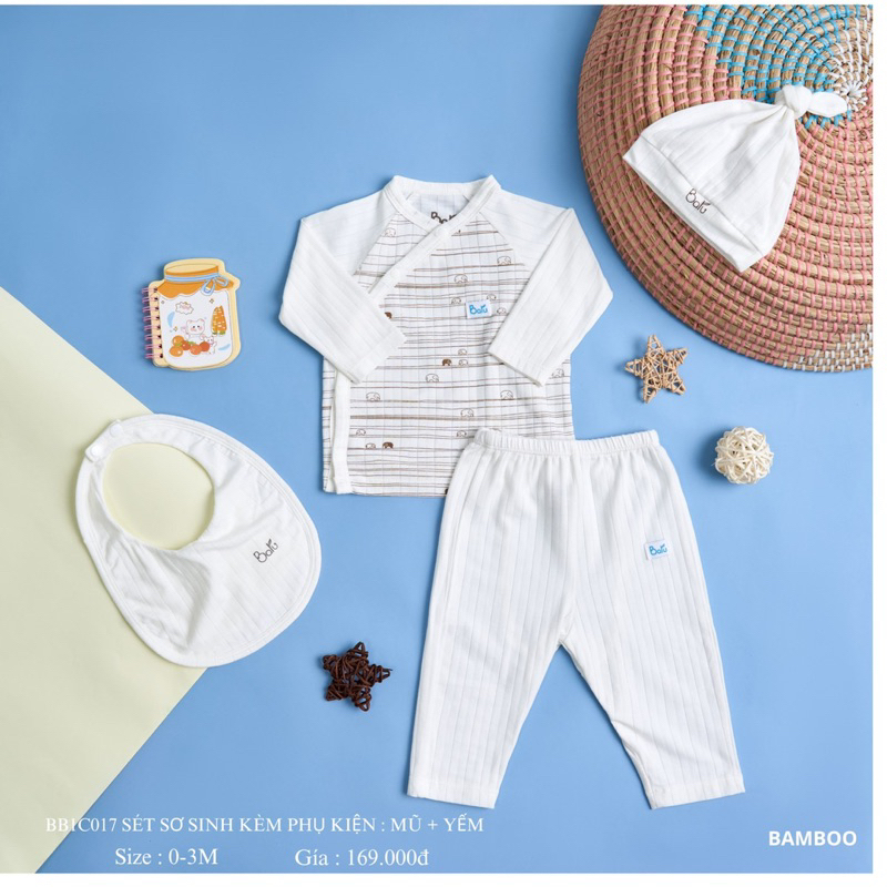 Balu - Set sơ sinh kèm phụ kiện mũ yếm