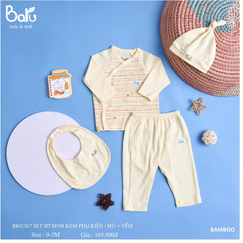 Balu - Set sơ sinh kèm phụ kiện mũ yếm