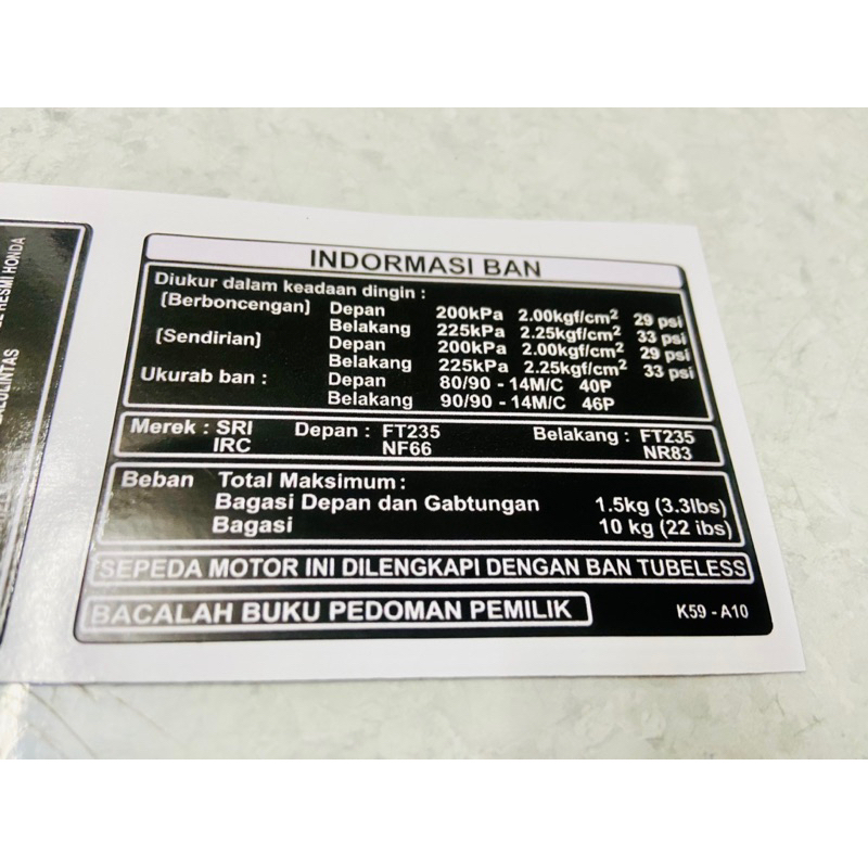 Bộ Tem Thông Số + ghi nhớ Vario 2016 2017 2018 2019