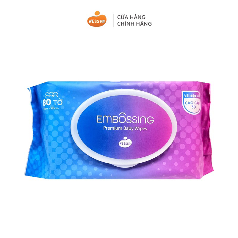COMBO 10 GÓI KHĂN GIẤY ƯỚT CAO CẤP WESSER KHÔNG MÙI cho bé