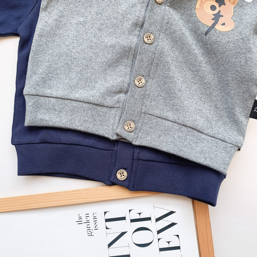 ÁO CADIGAN GẤU PARIS DỄ THƯƠNG CHẤT LEN TĂM DÀY DẶN CHO BÉ