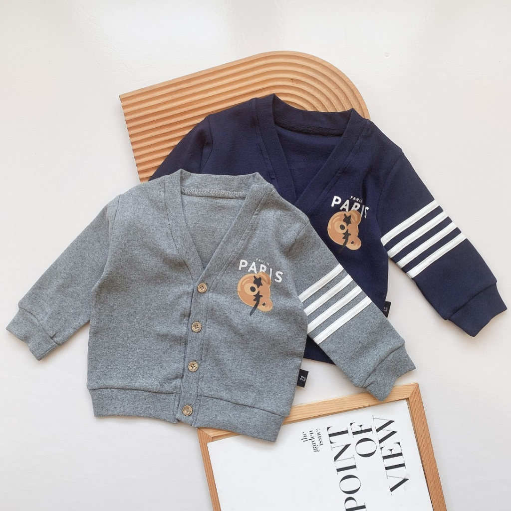 ÁO CADIGAN GẤU PARIS DỄ THƯƠNG CHẤT LEN TĂM DÀY DẶN CHO BÉ