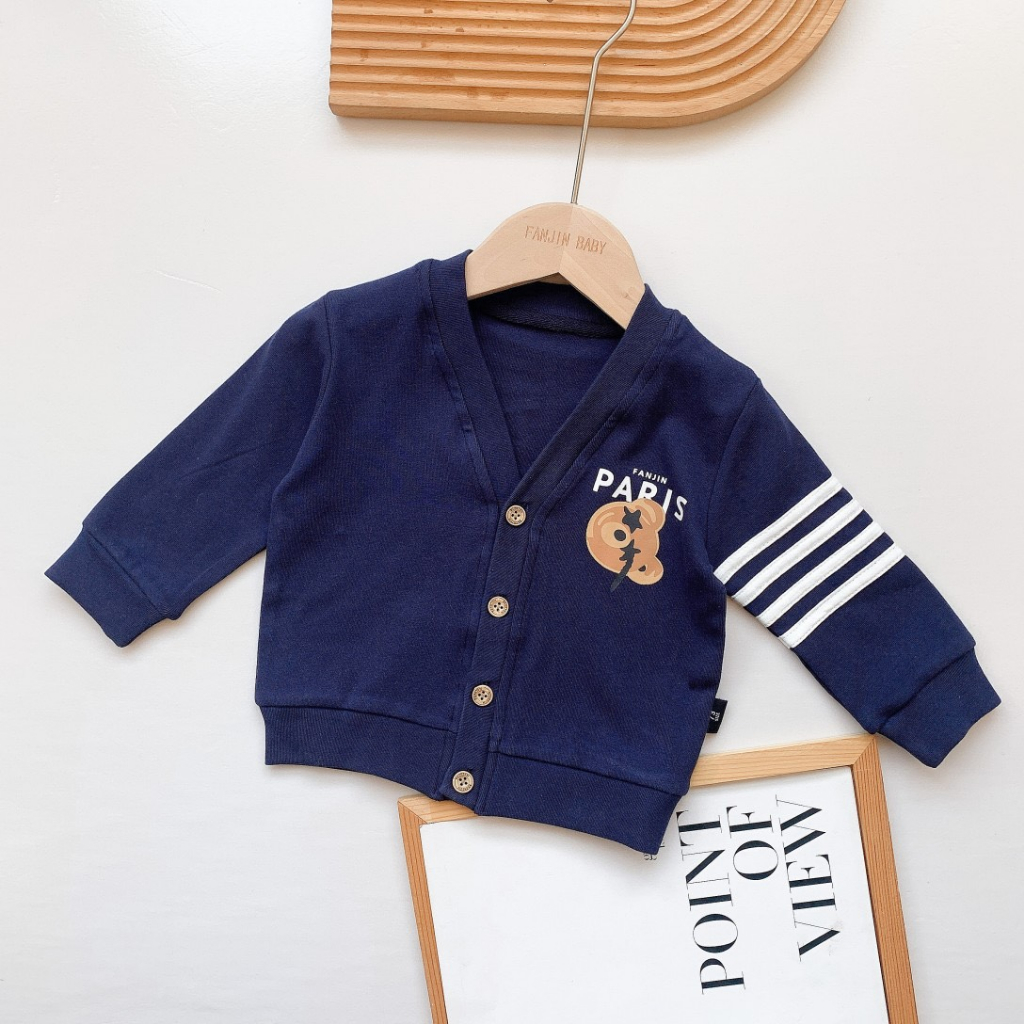 ÁO CADIGAN GẤU PARIS DỄ THƯƠNG CHẤT LEN TĂM DÀY DẶN CHO BÉ