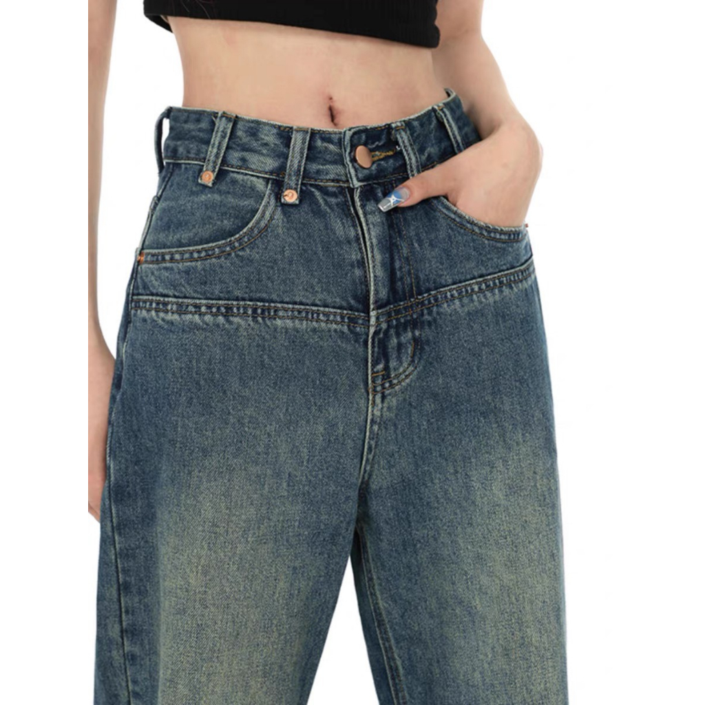 Quần Jeans Nữ Ống Suông Phối Túi , Quần Bò Nữ Ống Rộng Màu Xanh Siu Kute TL36 | BigBuy360 - bigbuy360.vn