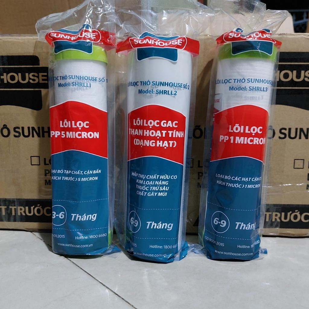 Combo Bộ 3 Lõi Lọc Nước Sunhouse 1,2,3 - Hàng Chính Hãng