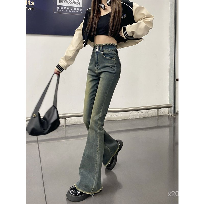 Quần Jeans Nữ Ống Loe Tua Rua Gấu , Quần Bò Nữ Ống Loe 2 Cúc Phong Cách Hot Girl TL42 | BigBuy360 - bigbuy360.vn