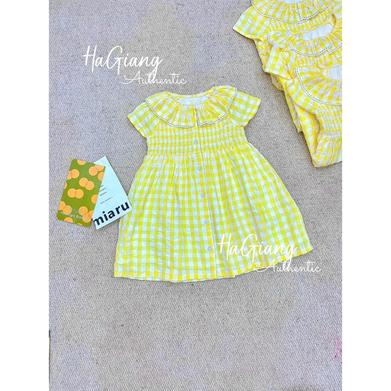 Đầm caro càng bèo cổ cho bé gái