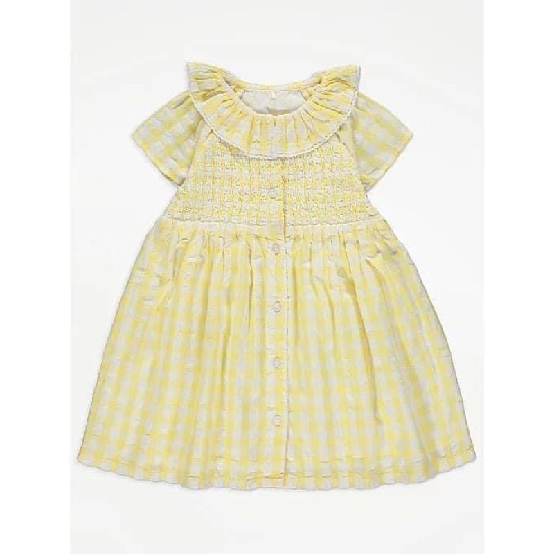 Đầm caro càng bèo cổ cho bé gái