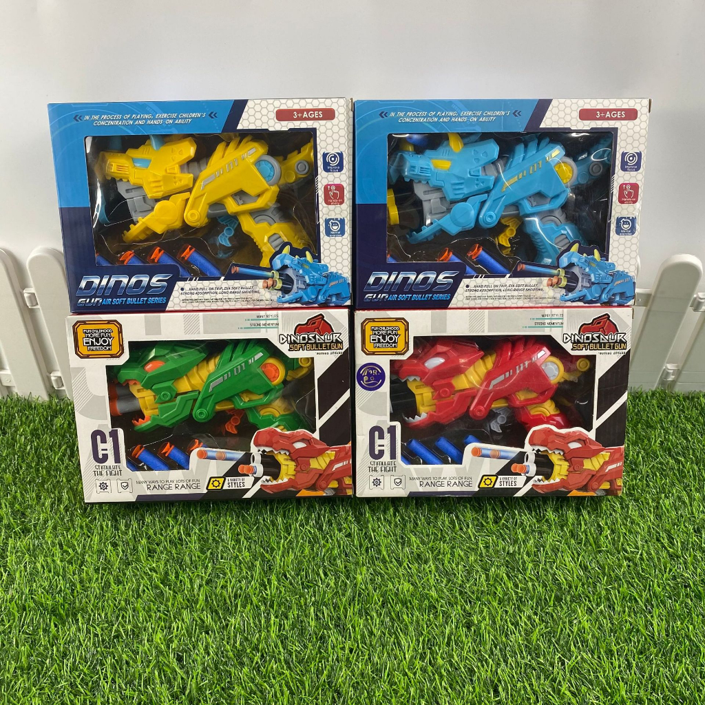 Đồ chơi viên xốp biến hình, Máy bắn viên xốp, Đồ chơi trẻ em kèm viên xốp, Sung đồ chơi hình khủng long nhiều màu sắc