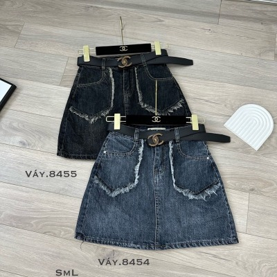 A18 Chân váy jean ngắn túi nhọn viền cắt tua dáng chữ A, chân váy bò dày dặn túi tua dua tôn dáng hack dáng | BigBuy360 - bigbuy360.vn