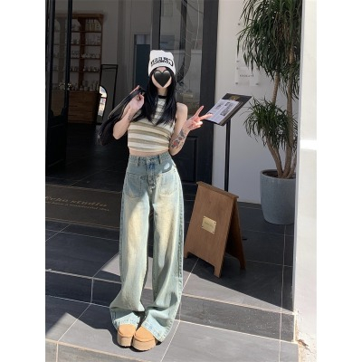 A03 Quần Jeans Nữ Ống Rộng Dáng Suông, Quần bò nữ ống suông 2 túi mặt trước RETRO mặc đi học làm chơi đều đẹp | BigBuy360 - bigbuy360.vn