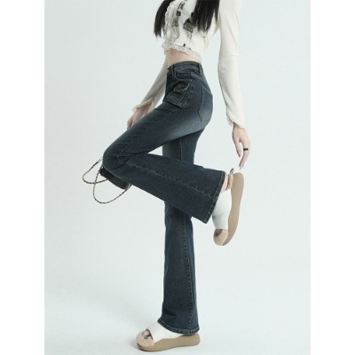 A01 Quần Jeans nữ Denim ống Loe Túi Hộp 2 bên cách điệu - quần jeans nữ ống loe co dãn cực xinh phong cách ulzang | BigBuy360 - bigbuy360.vn