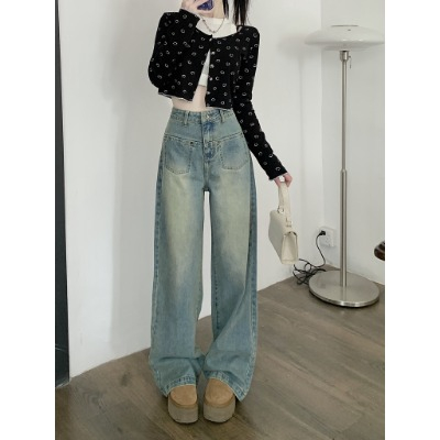 A03 Quần Jeans Nữ Ống Rộng Dáng Suông, Quần bò nữ ống suông 2 túi mặt trước RETRO mặc đi học làm chơi đều đẹp | BigBuy360 - bigbuy360.vn