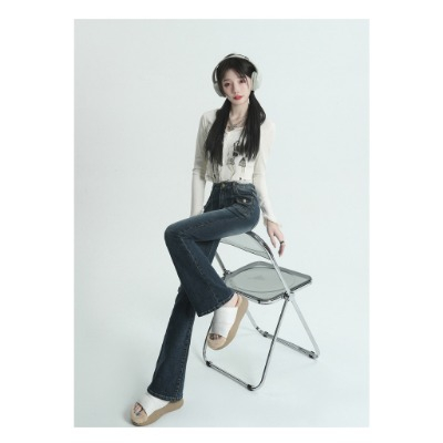 A01 Quần Jeans nữ Denim ống Loe Túi Hộp 2 bên cách điệu - quần jeans nữ ống loe co dãn cực xinh phong cách ulzang | BigBuy360 - bigbuy360.vn