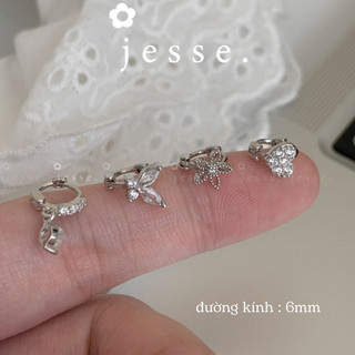 1 khuyên tai không gỉ vòng tròn đường kính 6mm nhiều hình jesse store