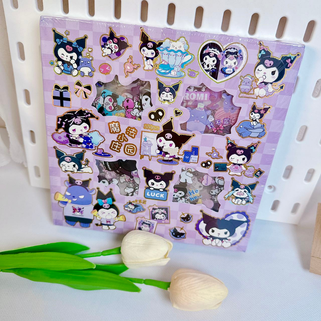 Hộp 100 tấm sticker cute trang trí dán tập vở, bình nước, bút nước