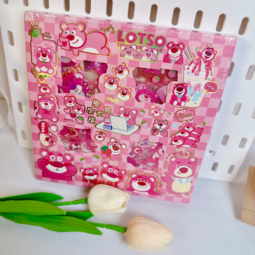 Hộp 100 tấm sticker cute trang trí dán tập vở, bình nước, bút nước