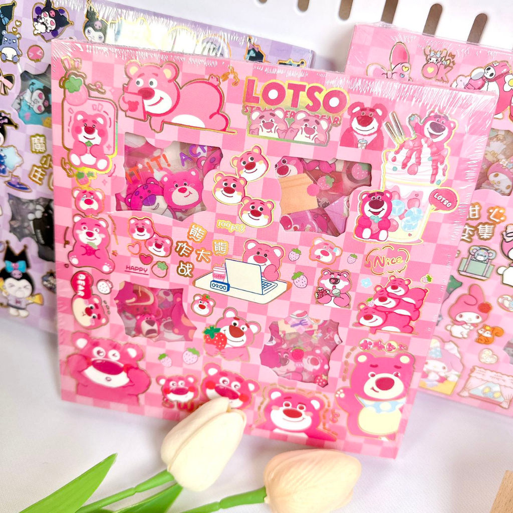 Hộp 100 tấm sticker cute trang trí dán tập vở, bình nước, bút nước