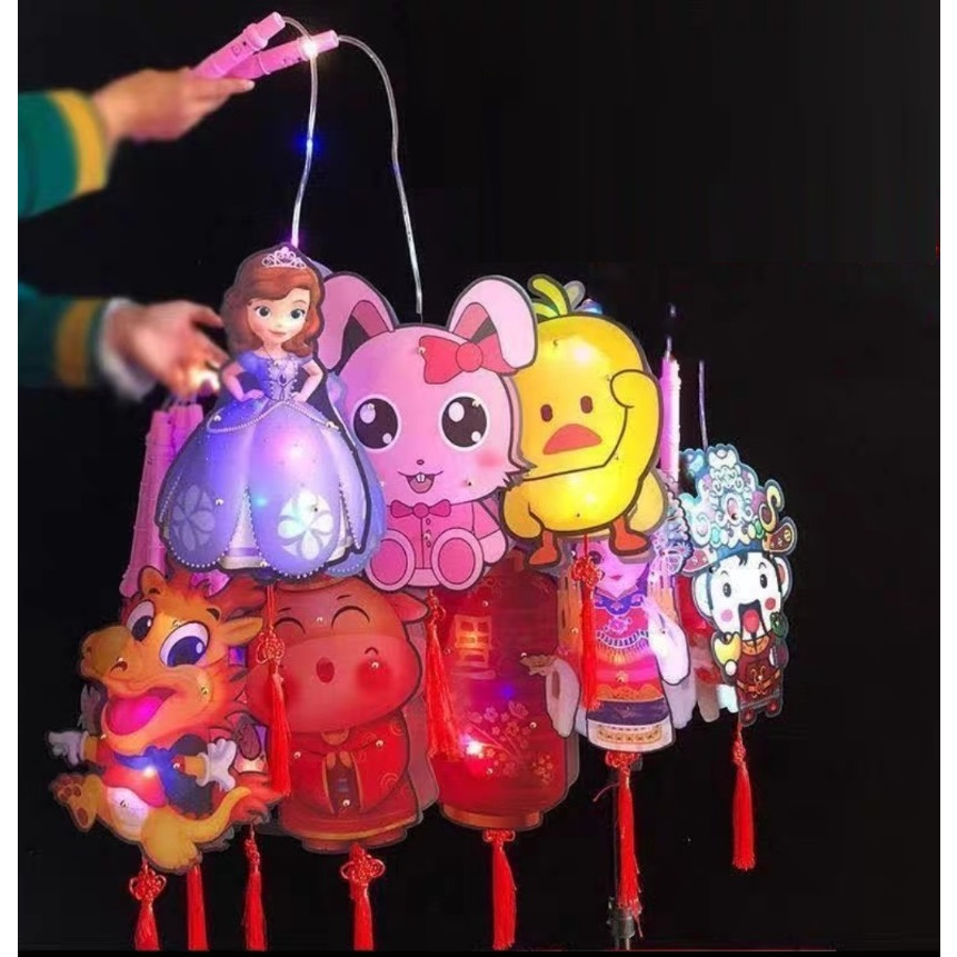 Đèn lồng trung thu Mẫu Mới 2023 có đèn nhiều hình mẫu gấu dâu,xe,công chúa,khủng long