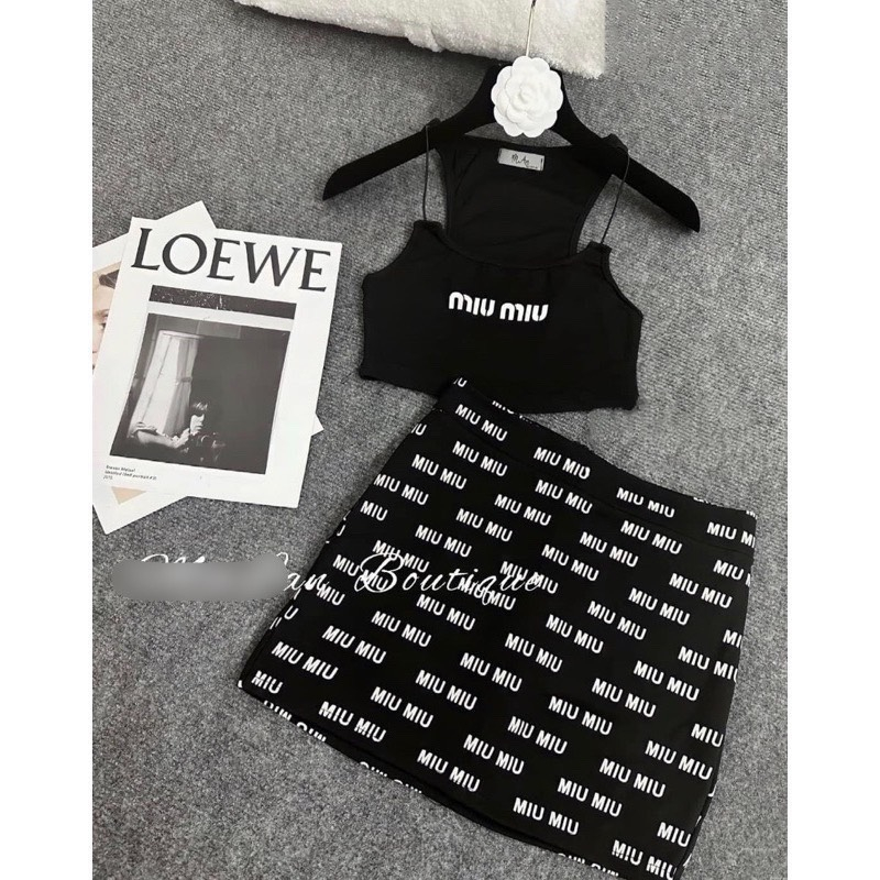 Set áo yếm in chà meo kèm váy ngắn sexy chất bozip mềm