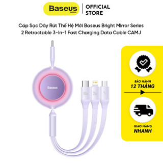 Cáp sạc dây rút 3in1 đầu type c Baseus CAMJ bright mirror series 2 retractable - hàng chính hãng