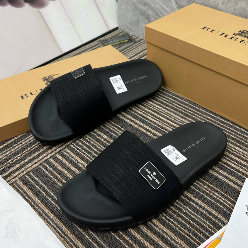 Dép Nam Lv cao cấp full box - Dép quai ngang LV nam SPF Đế Cao Su Cao Cấp